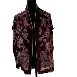 Womens Velvet Floral Burnout Burgundy Tan Scarf 60x13 Classic Romantic Timeless